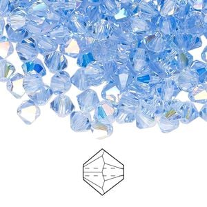 Bead 144pk light sapphire AB, Preciosa Czech crystal 5mm bicone