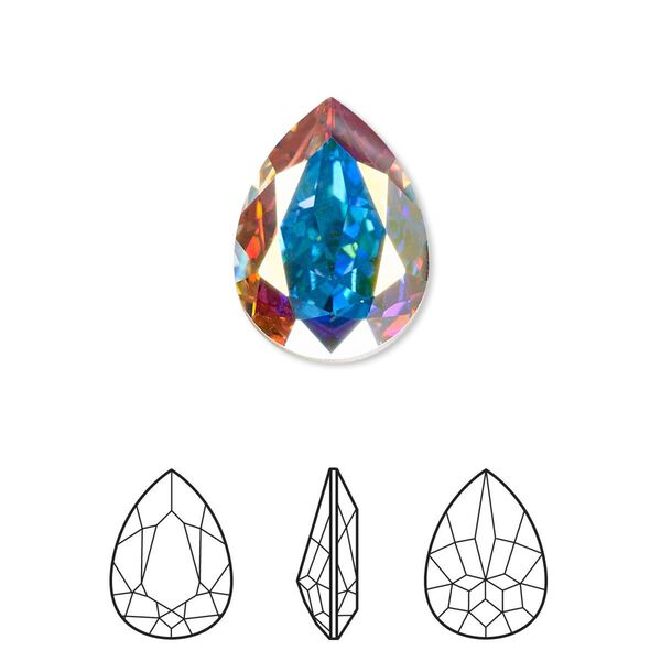 Fancy stone 1pk crystal AB foil back, Crystal Passions&reg; 18x13mm pear 4320 image number 0