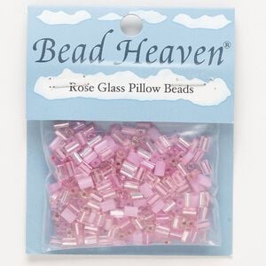 Seed bead, glass, pkg/24g, 5x3mm cylinder, translucent AB matte multi-pink.