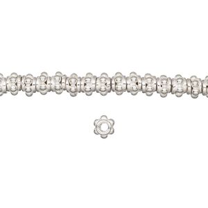 Bead 1pkg0.25troyoz sterling silver, 5x3mm bumpy rondelle
