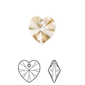 Drop 2pk crystal golden shadow, Crystal Passions&reg; 14mm pendant heart 6228