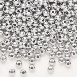 Seed bead, Preciosa Ornela Czech glass, pkg/500g, #6 rocaille, opaque soft silver metallic alabaster, (01700).