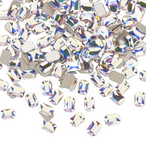 Flat back 720pk crystal AB foil back, Swarovski&reg; 3.7x2.5mm emerald jewel 2602
