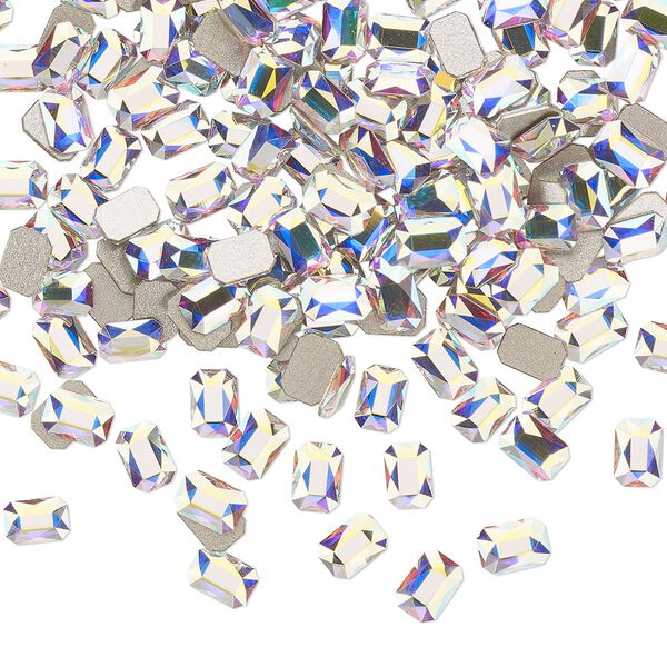 Flat back 720pk crystal AB foil back, Swarovski&reg; 3.7x2.5mm emerald jewel 2602 image number 0
