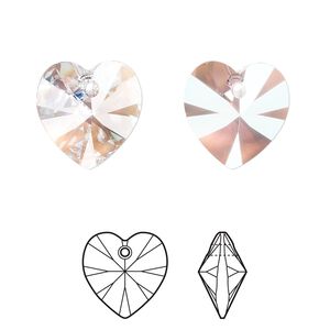 Drop 144pk crystal shimmer, Swarovski&reg; 14mm pendant heart 6228