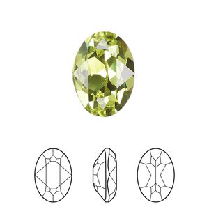 Fancy stone 1pk citrus green foil back, Crystal Passions&reg; 18x13mm oval 4120
