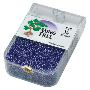 Seed bead, Ming Tree&trade;, glass, pkg/1/4 pound, #11 round, translucent luster cobalt blue.