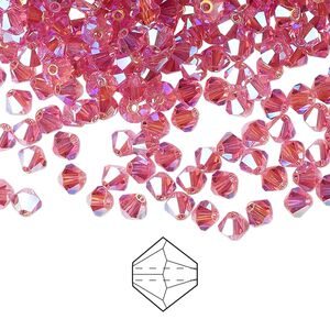 Bead 48pk rose AB 2X, Preciosa Czech crystal 4mm bicone