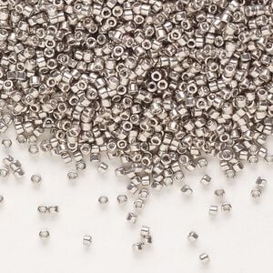 Seed bead, Delica&reg;, glass, pkg/7.5g, #11 round, opaque galvanized pewter (DB-0436).