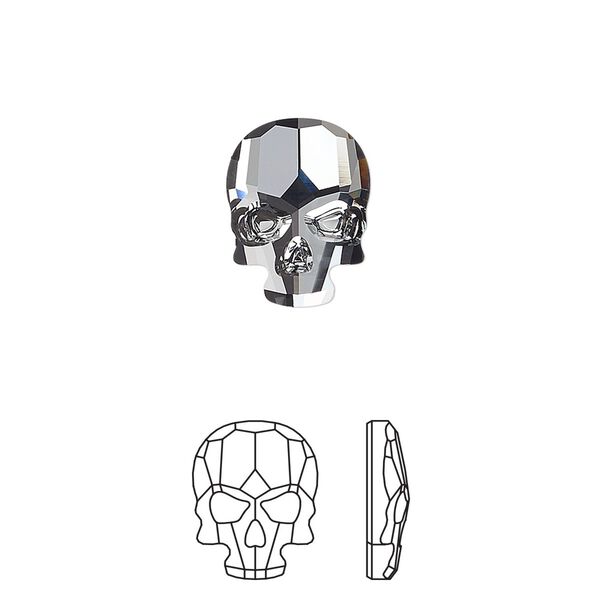 Flat back 36pk crystal silver night, Swarovski&reg; 14x10.5mm skull 2856 image number 0