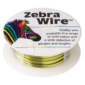 Wire, Zebra Wire&trade;, color-coated copper, light lime, round, 18 gauge. Sold per 10-yard spool.