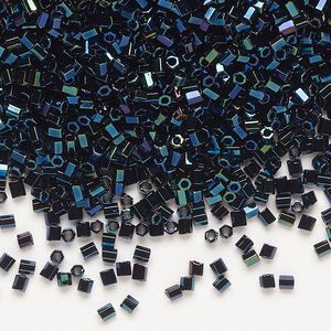 Seed bead, Miyuki, glass, pkg/250g, #11 2-cut hex, opaque metallic iris dark blue (HEX-452).