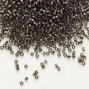 Seed bead, Delica&reg; 1pkg7.5g glass, #11 round, transparent silver-lined dark grey / outside dyed (DB-0613)
