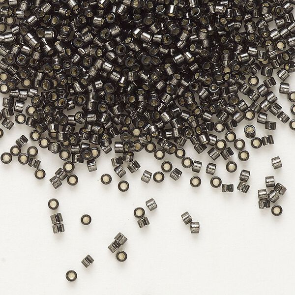 Seed bead, Delica&reg; 1pkg7.5g glass, #11 round, transparent silver-lined dark grey / outside dyed (DB-0613) image number 0