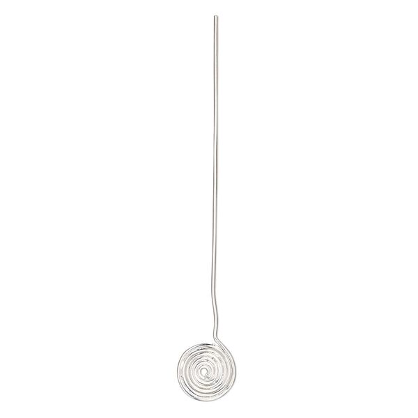 Head pin 1pkg1 sterling silver, 2 inch / 10mm swirl, 22 gauge image number 0