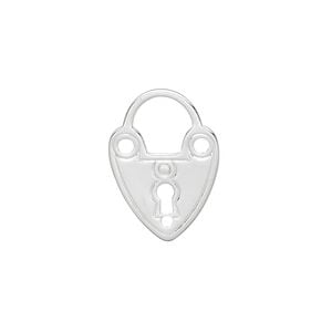 Charm, silver-plated "pewter" (zinc-based alloy), 21x15mm double-sided lock. Sold per pkg of 10.