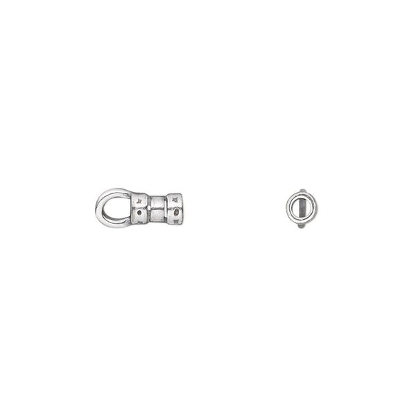 Crimp end 1pkg4 silver-plated pewter, 5x3mm tube / loop / 1.7mm inside diameter, antiqued / JBB Findings image number 0