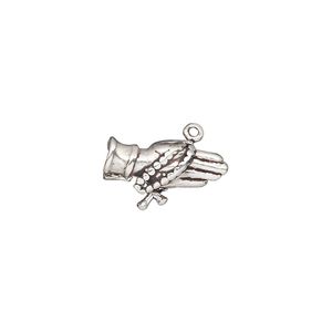 Drop, antiqued sterling silver, 16x11mm 3D praying rosary hands. Sold individually.