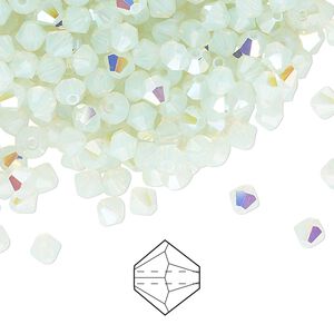 Bead 144pk chrysolite opal AB, Preciosa Czech crystal 4mm bicone