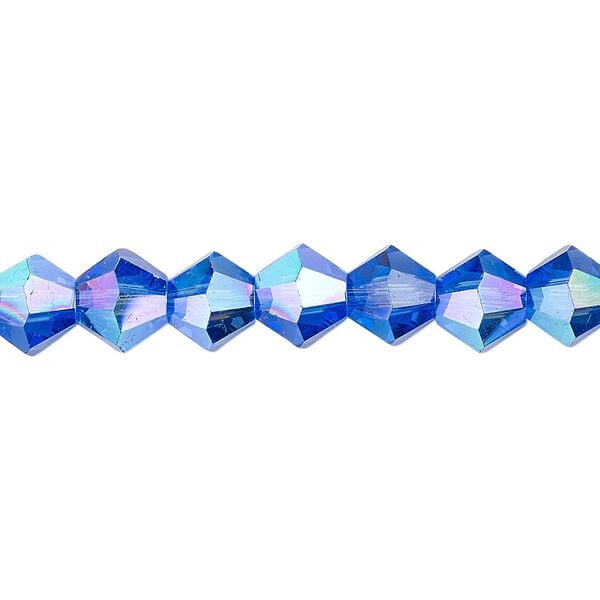 Bead 1pk transparent medium blue AB, Celestial Crystal&reg; 8mm bicone 15.5-16 inch image number 0