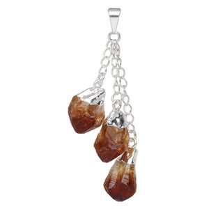 Pendant, Everyday Jewelry, silver-plated brass and citrine (heated), (3) 49-51mm dangling points. Sold individually.