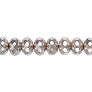 Bead, Czech fire-polished glass, opaque copper carmen, 9x5mm faceted rondelle. Sold per 15-1/2" to 16" strand.