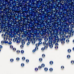 Seed bead, Dyna-Mites&trade;, glass, pkg/1/2kg, #11 round, opaque rainbow dark blue, (737R 11/0 RR).