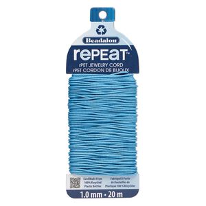 Cord, Beadalon&reg; RePEaT&trade;, recycled polyethylene, sky blue, 1mm, 100-pound test. Sold per 20-meter card.