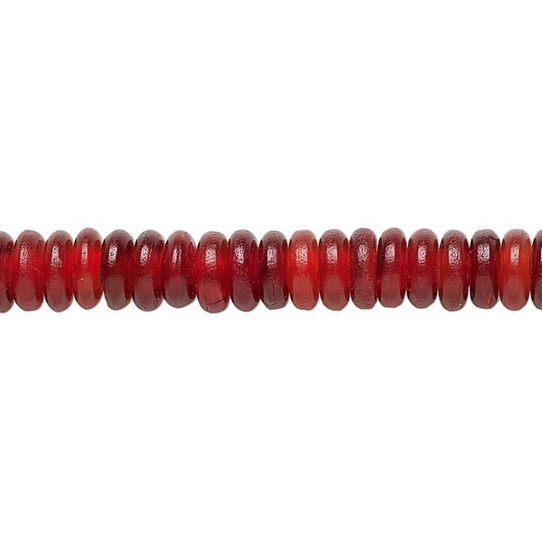 Bead, horn (dyed), red, 6x2mm hand-cut rondelle. Sold per 15-1/2" to 16" strand. image number 0