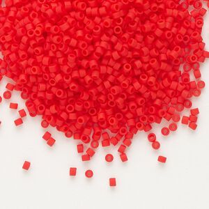 Seed bead, Delica&reg;, glass, pkg/250g, #11 round, opaque matte vermillion red (DB-0757).