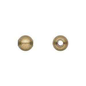Bead, antique gold-plated brass, 8mm round. Sold per pkg of 10.