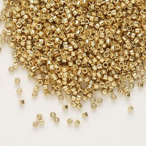 Seed bead, Delica&reg; 1pkg50g glass, #11 round, Duracoat&reg; opaque galvanized gold / outside dyed (DB-1832)