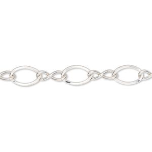 Chain 1pkg1 sterling silver figure 8, 6mm flat, 5 foot unfinished