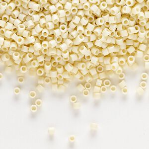 Seed bead, Delica&reg;, glass, pkg/250g, #10 round, opaque matte rainbow ivory (DBM-0883).