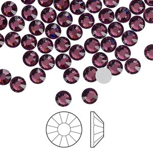 Flat back 1440pk amethyst foil back, Preciosa Viva 12&reg; Czech crystal rhinestone 4.6-4.8mm chaton rose round SS20
