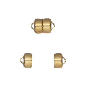 Clasp magnetic 1pkg1, 8.6x7.7mm barrel, brass Mag-Lok&reg; 1-strand