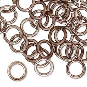Jump ring 1pkg100 aluminum, 10mm round, 14 gauge / 6.8mm inside diameter / bronze
