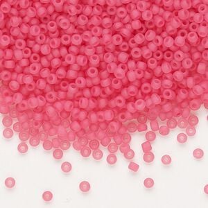 Seed bead, Dyna-Mites&trade;, glass 1pkg0.5kg, #11 round, translucent inside dyed color matte pink (210MA 11/0 RR)