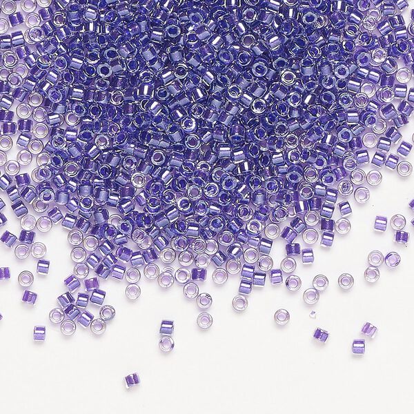 Seed bead, Delica&reg;, glass, pkg/250g, #11 round, translucent purple-lined luster crystal clear (DB-0906). image number 0