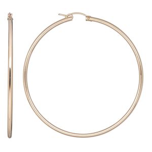 Earring, Create Compliments&reg;, 14Kt rose gold-filled, 65mm flexible round hoop with latch-back closure. Sold per pair.