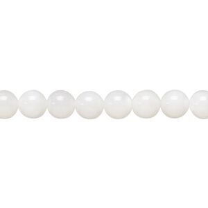 Mother-of-pearl shell 1pkg1, round bead 15.5 to 16 inch white 5.5-6mm