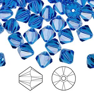 Bead 288pk sapphire, Swarovski&reg; 8mm XILION bicone 5328