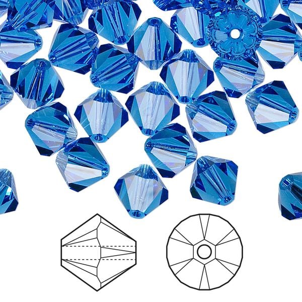 Bead 288pk sapphire, Swarovski&reg; 8mm XILION bicone 5328 image number 0