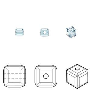 Bead 12pk aquamarine, Crystal Passions&reg; 4mm cube 5601