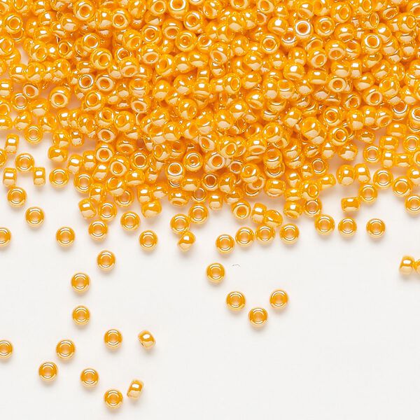 Seed bead, Miyuki, glass, pkg/250g, #11 rocaille, opaque luster mandarin orange, (RR-423). image number 0