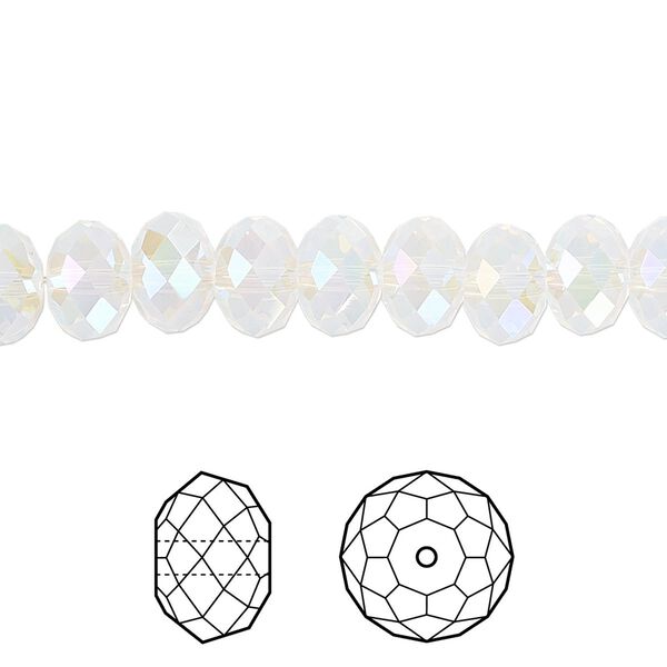 Bead 288pk white opal shimmer 2X, Swarovski&reg; 8x6mm rondelle 5040 image number 0