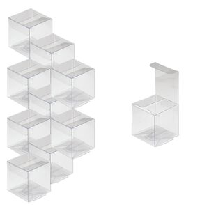Box, plastic, clear, 2 x 2 x 2-inch square with peel-off protective film. Sold per pkg of 10.