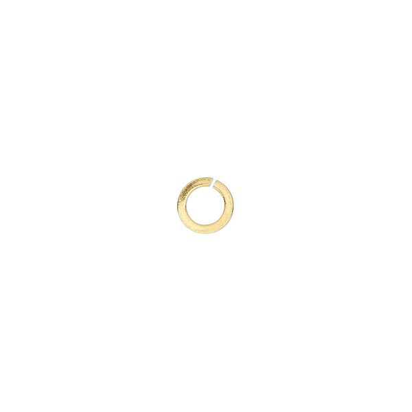 Jump ring 1pkg50 gold-plated, 6mm round / square wire, 18 gauge / 4mm inside diameter / brass image number 0