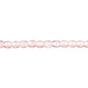 Bead, Czech fire-polished dipped d&eacute;cor glass, pink, 4mm faceted round. Sold per 15-1/2" to 16" strand, approximately 100 beads.