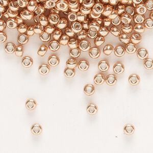 Seed bead, Miyuki, glass, pkg/250g, #8 rocaille, opaque galvanized champagne, (RR-1072L).
